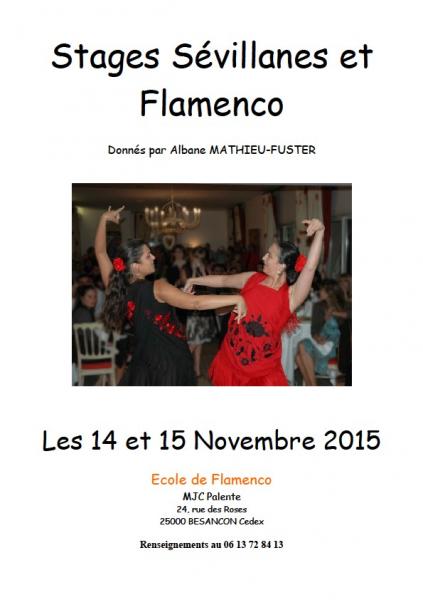 Affiche stage decouverte du flamenco et sevillanes novembre 2015